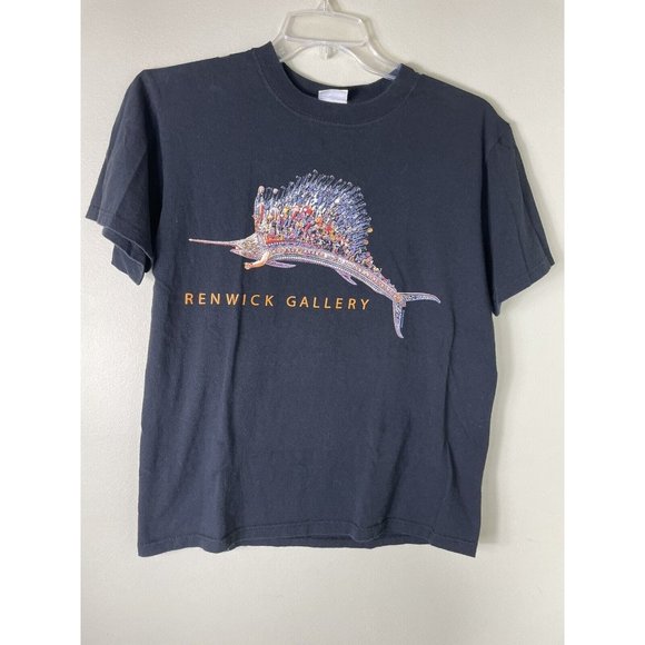 Vintage 1989 Smithsonian Institution Black Graphic Shirt Renwick Gallery - Picture 7 of 8